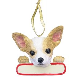 Chihuahua, fawn and white ornament
