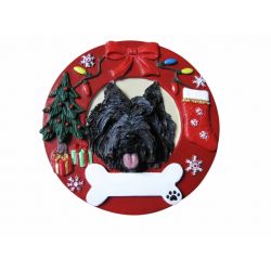 Cairn Terrier, black Red Wreath Ornament