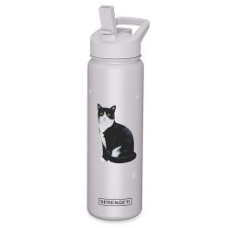 Cat, Black and white Water Bottle