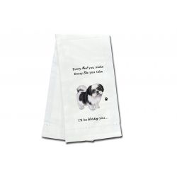 Shih Tzu, black and white puppy cut Kitchen Towel