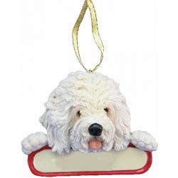 Old English Sheepdog ornament Santa's Pals